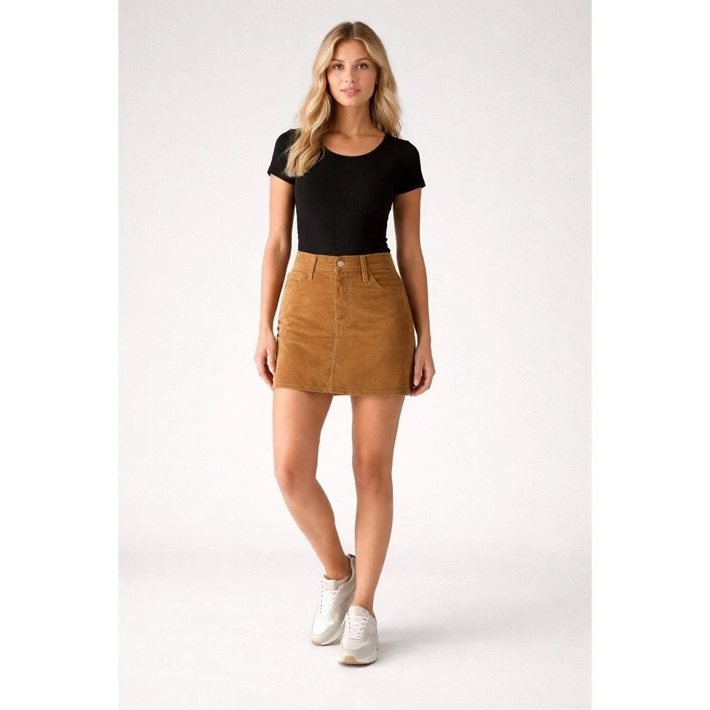 Levi's Icon Skirt Corduroy Brown A Line Button Fly Mini Juniors Size 26